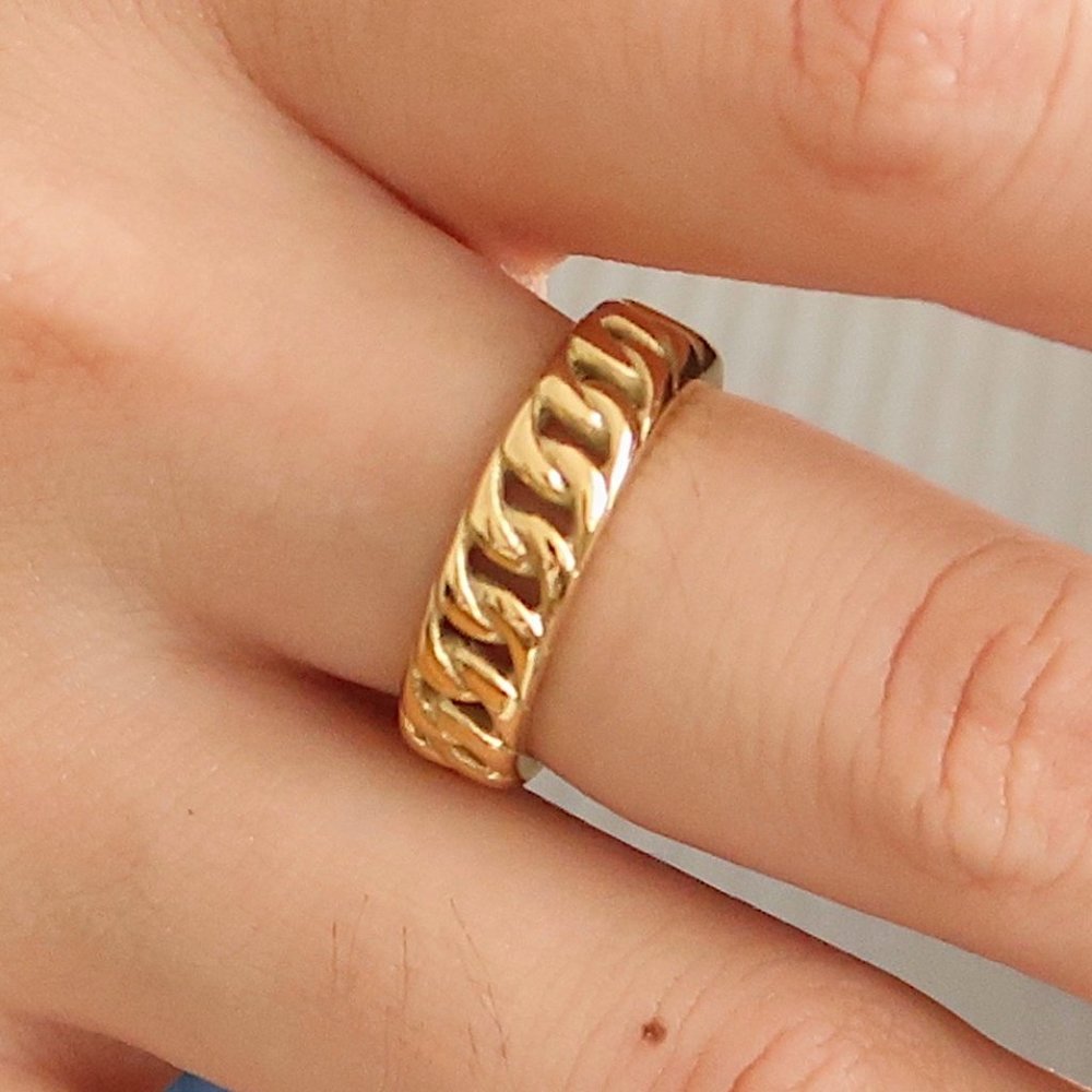 NEW 18K Gold Plated Chain Link Ring z